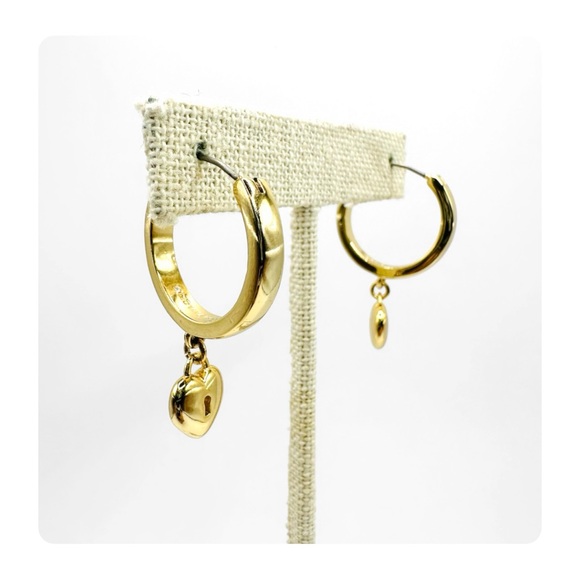 ★ NWT Ann Taylor “heart lock” Hoops - Golden ★ - Picture 9 of 14